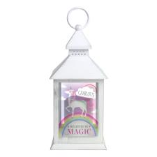 Personalised Unicorn Frost White Lantern